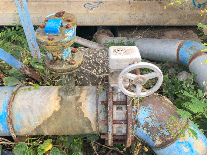 large corroded water valve