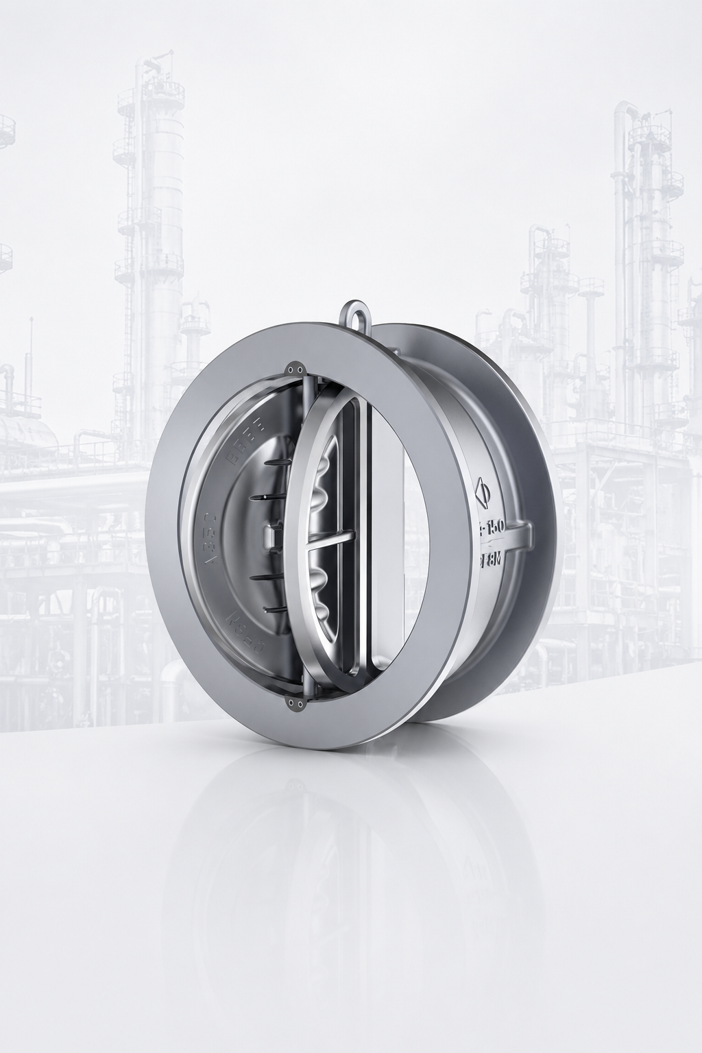 Wafer check valves for industrial process piping