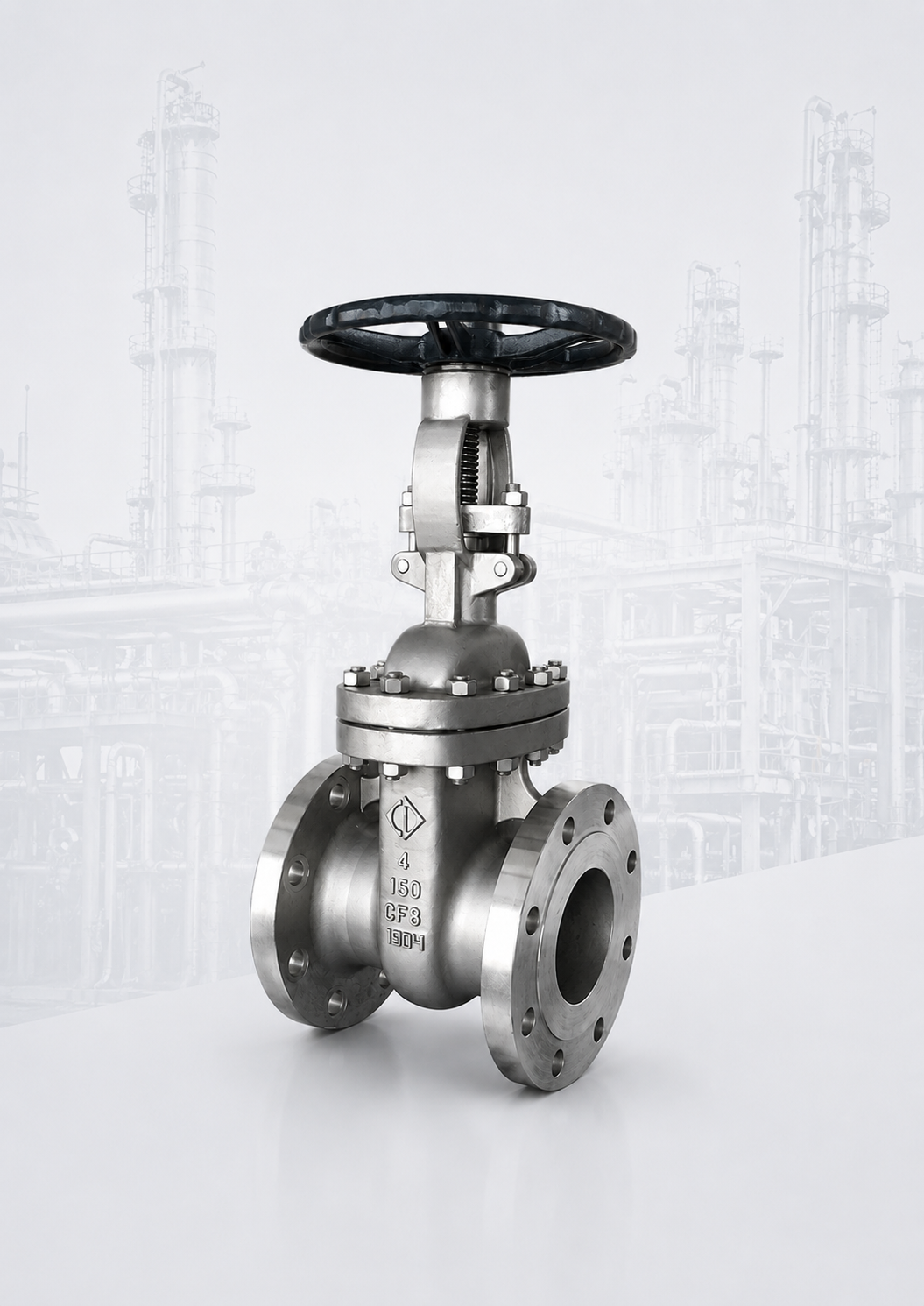 Gate valve with flanged ends for flow isolation